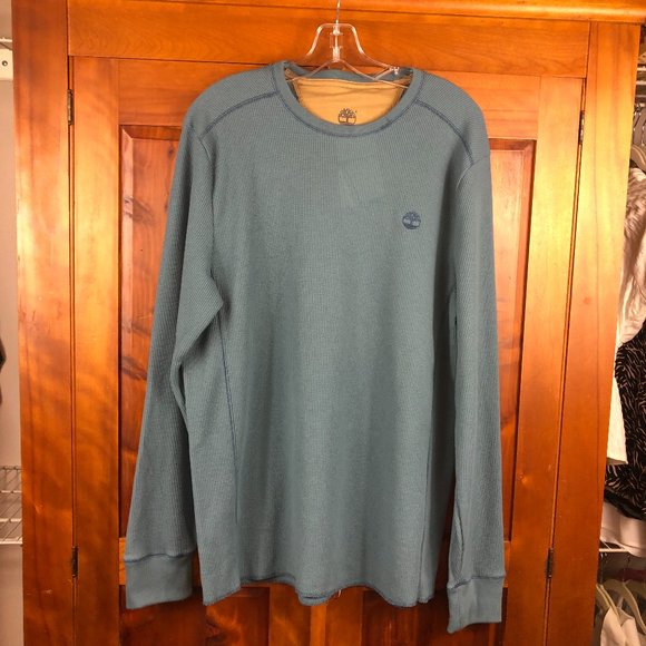 NEW -Timberland Cozy Thermal Long Sleeve Waffle Knit Muscle Henley Preppy Y2K - Picture 1 of 13